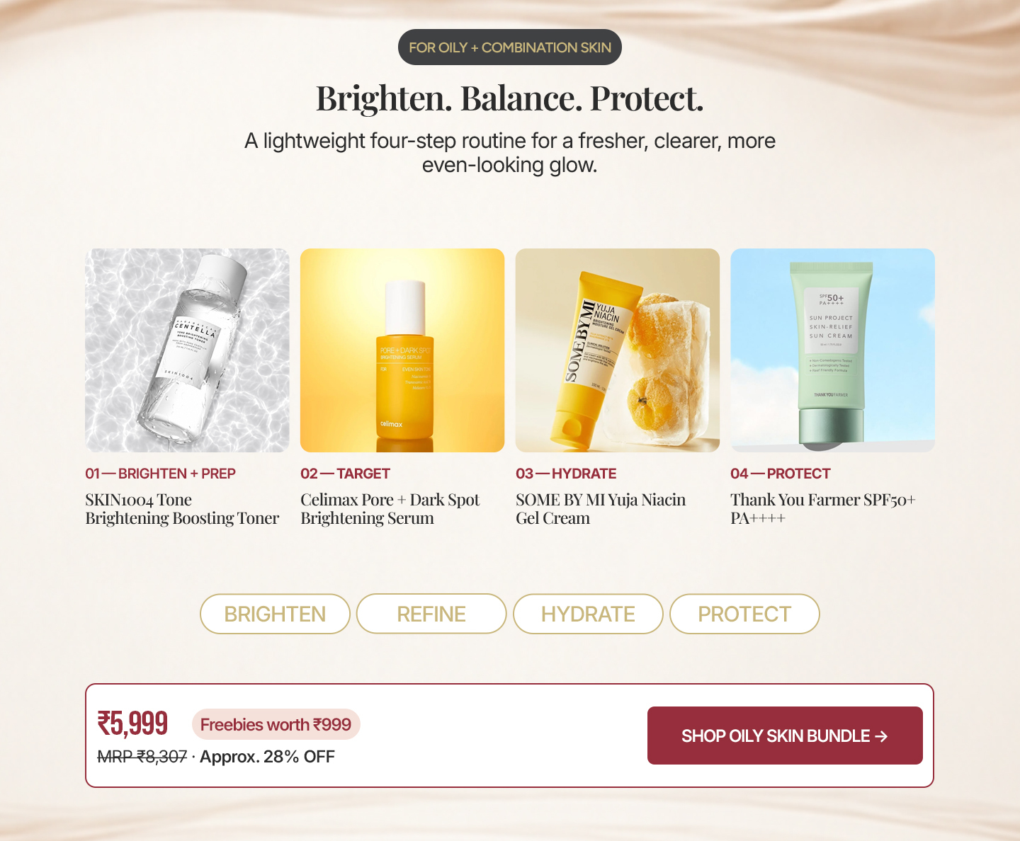 Beauty Barn bridal glow skincare routine for oily and combination skin