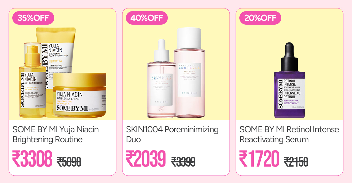 SOME BY MI Yuja Niacin Routine, SKIN1004 Poreminimizing Duo and SOME BY MI Retinol Serum sale offers