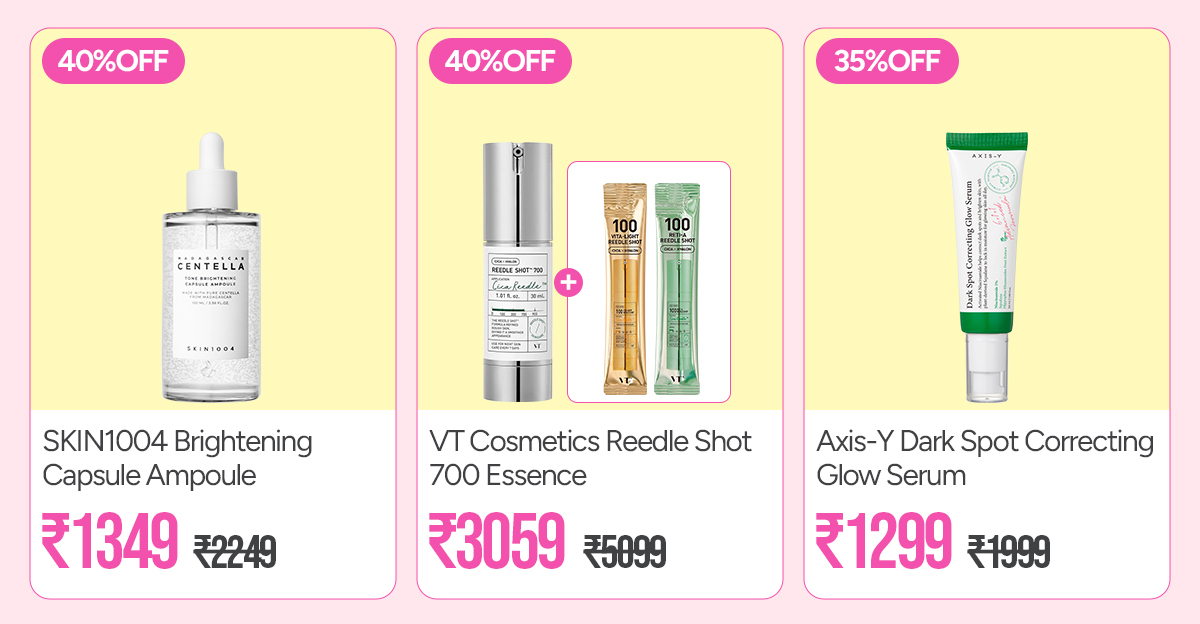 SKIN1004 Tone Brightening Ampoule, VT Reedle Shot 700 and AXIS-Y Dark Spot Correcting Glow Serum offers